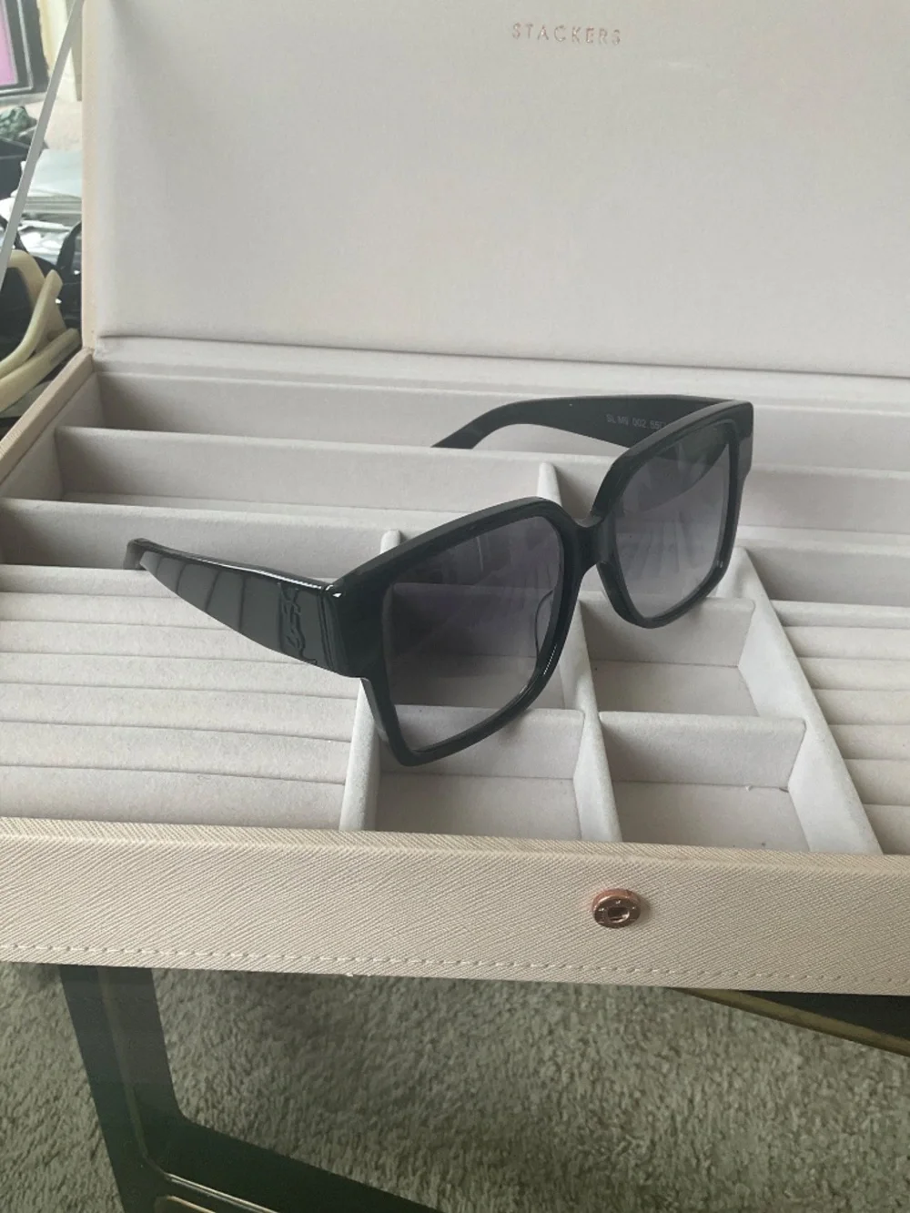 YVES SAINT LAURENT Black Acetate Square Frame Sunglasses SLM9